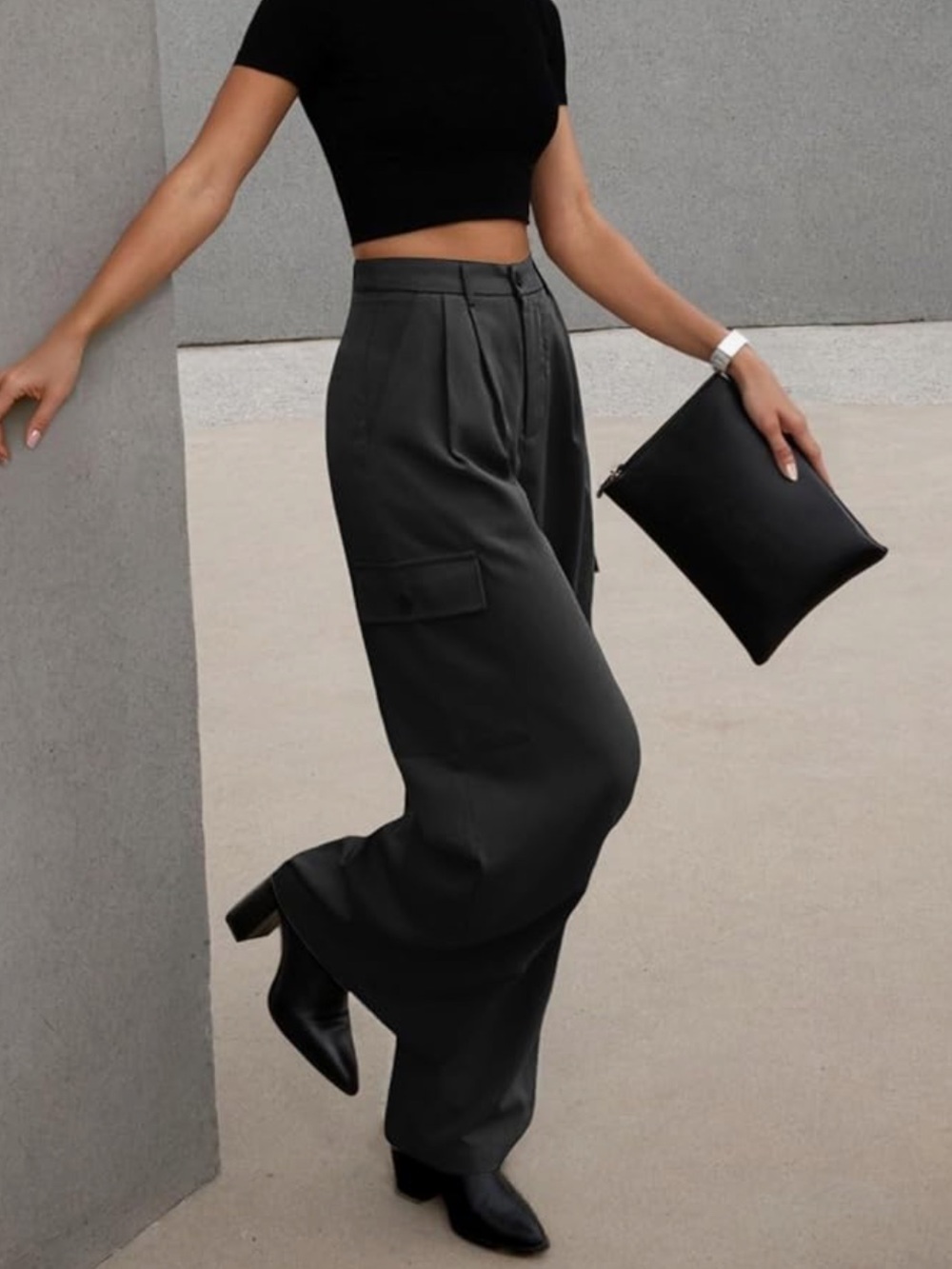 Amazon Wide Leg Cargo Pants - Black - Picture 2 of 9